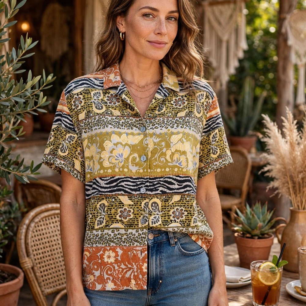 Bechamel Orange and Yellow Casual Button Down Shirt with Paisley Patterns